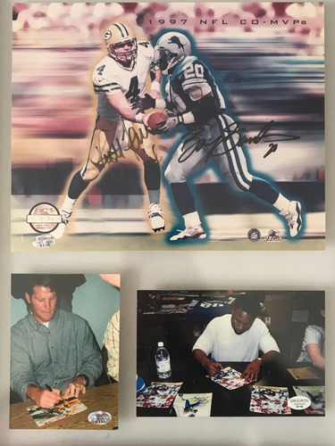 Autografo De Brett Favre Y Barry Sanders Foto Autografiada (Usado)