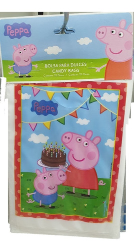 Bolsas Bolsita Dulces Infantiles Fiesta 25 Pzs Peppa Pig