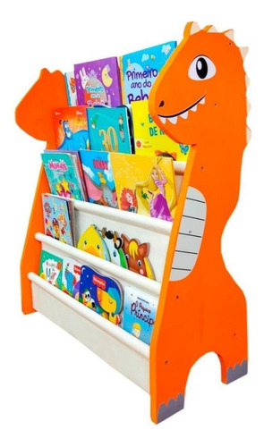 Rack Para Livros, Guarda Livros, Versão Dinossauro 5 Bolsos