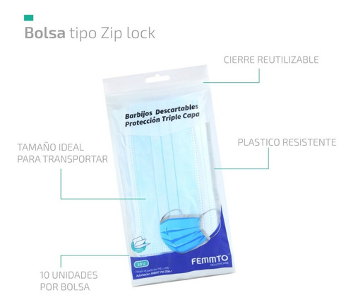 Imagen 3 de 9 de Barbijo Cubre Tapa Boca Descartable X50 Unidades Elastico