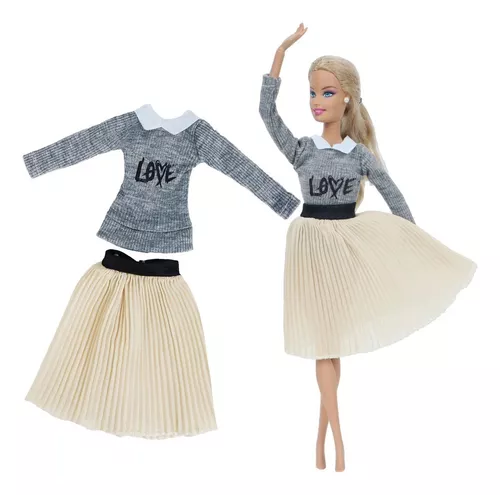 Roupa Para Boneca Barbie Retrô Evangélica Saia Blusa Sapatos