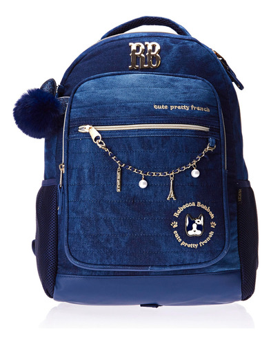 Mochila De Costas Escolar Juvenil Rebecca Bonbon Jeans Azul