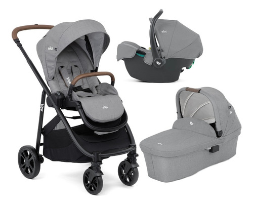 Carrinho De Bebê Travel System Trio Versatrax E - Joie Cor Pebble Cinza Chassi Preto