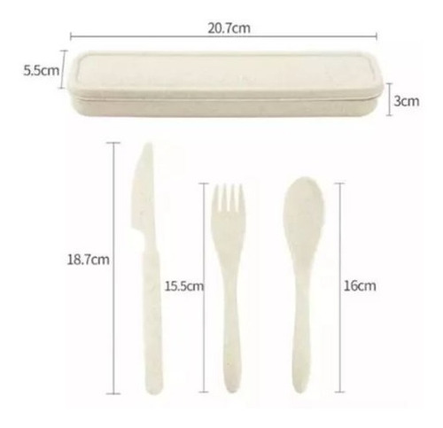 6 Sets De Cubiertos De Fibra Trigo Ecológicos Con Estuche