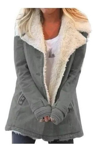 Abrigo De Felpa Con Solapa Grande A La Moda For Mujer En K