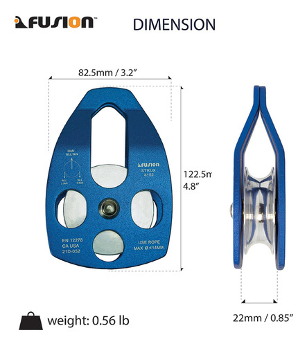 Polea Giratoria Lateral De Rescate Fusion Climb Strux De Alu