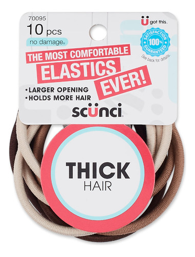 Bandas Elásticas Para Cabello Grueso X 10 Unidades Scunci