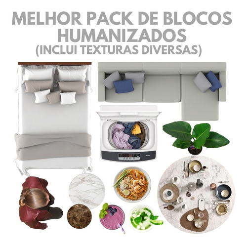 Imagem 1 de 9 de Blocos Para Planta Humanizada + Texturas