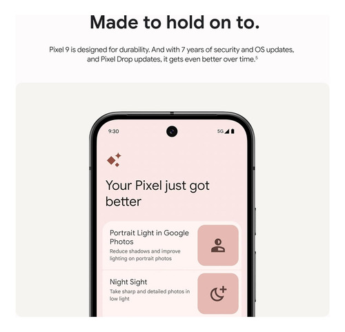 Google Pixel 9 Color Rosa Peonía, 128gb + 12gb Dual Sim Desbloqueado Con Gemini, Sistema De Cámara Trasera Doble, Batería De 24 Horas.
