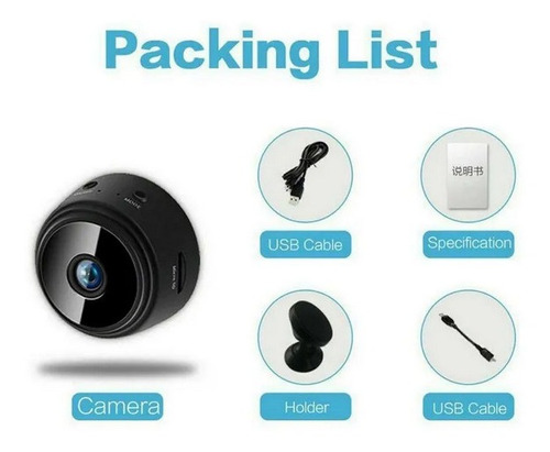Imagen 2 de 6 de Mini Cámara Espía A9 Hd 1080p Ip Wifi Visión Nocturna Imán