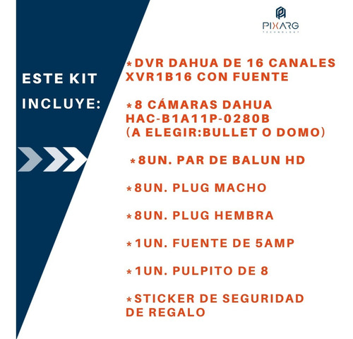 Imagen 3 de 8 de Kit 8 Camaras Dahua Hd + Dvr 16 Canales Full Hd Lite + Balun