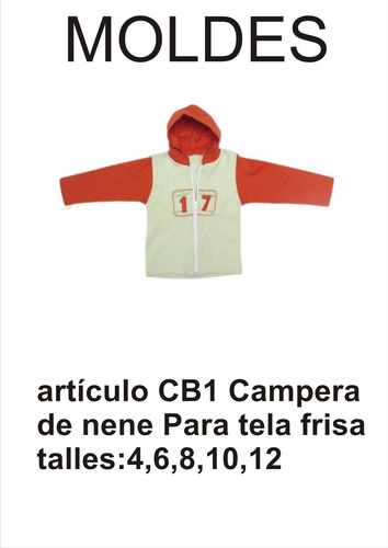 Textil,patrones , Para Campera De Nene Para Tela Frisa 4,6,8,10,12