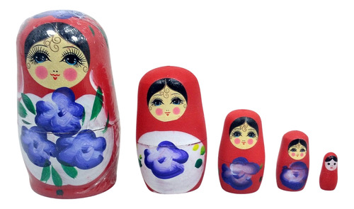 Matriosca Russa Vermelha Pan 5 Bonecas Uma Da Dentro Outra Cor Vermelho