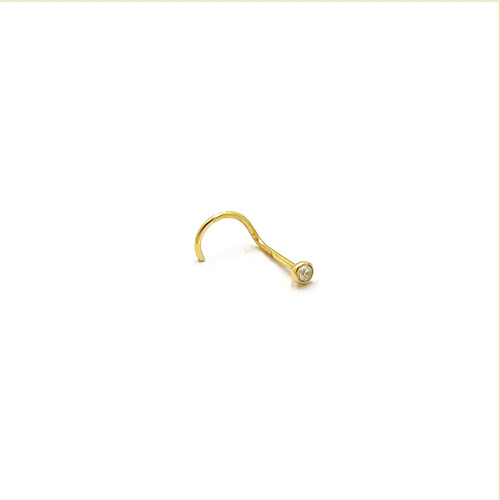 Piercing Nariz Em Ouro 18k Nostril Zircônia 1,50mm Ponto Luz Cor Amarelo