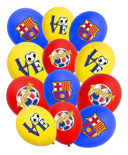 Pack De 12 Globos Latex Tematica Equipos Futbol Cumpleaños 