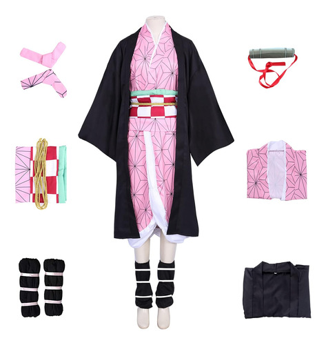 Kicpot Nezuko Cosplay Disfraz Nezuko Kamado Kimono Conjunto 