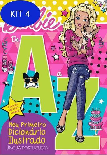 Kit 4 Livro Barbie - De A A Z - Meu Primeiro Dicionario Ilustrado