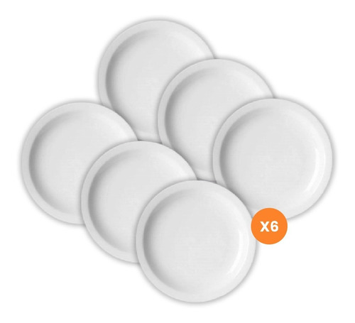 Plato Playo Verbano Recta De Porcelana 25 Cm X6