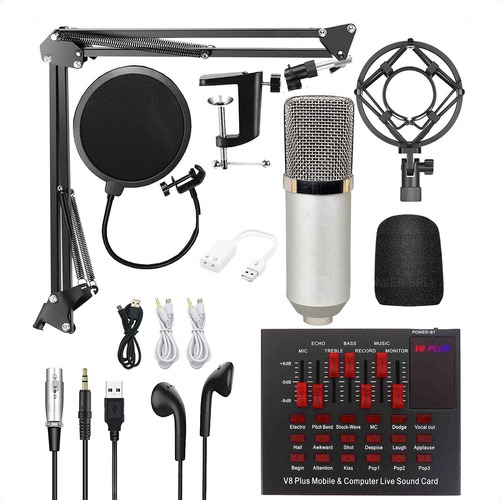 Kit Radio Vivo Streaming Microfono Mixer Accesorios Tarjeta 