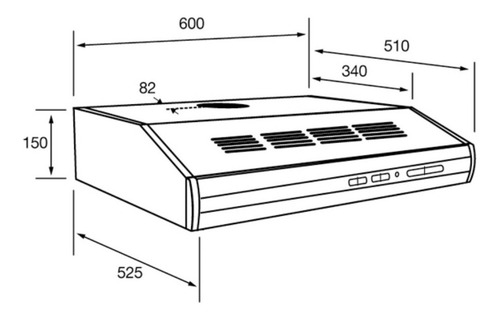Imagen 3 de 4 de Extractor purificador de cocina Spar Bios Duo ac. inox. de pared 600mm x 150mm x 525mm blanco y acero 220V