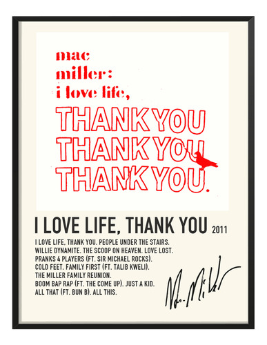 Poster Mac Miller Album Tracklist Love Life Thank You 80x40