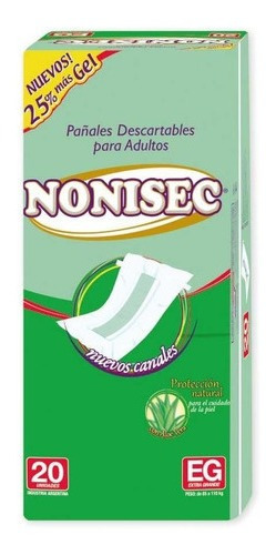 Imagen 1 de 3 de Pañales Para Adulto Nonisec Recto Clasico Talle Xg X 20 U