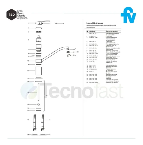 Despiece monocomando fv swing sale