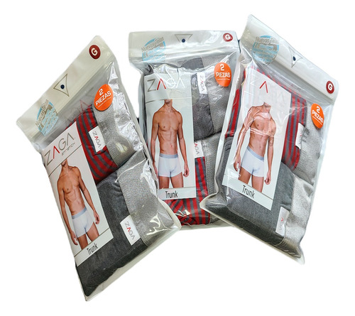 Boxer Corto Zaga Stretch 3 Paquetes C/2 Piezas C/u