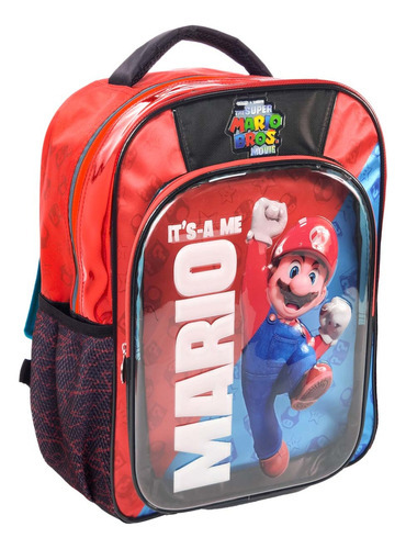 Mochila Back Pack Escolar De Primaria The Super Mario Bros Movie En 3d Hardshell Color Rojo