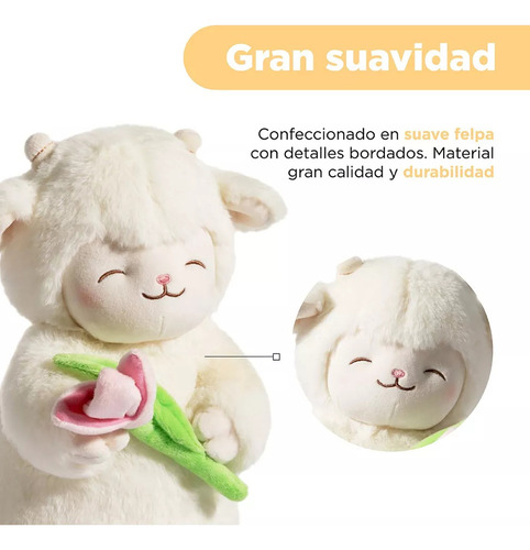 Y2 Minicordero Relleno Felpa Blanco 19 X 27 Cm Con Tulipá