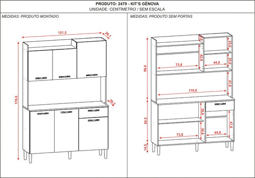 Kit Genova Mueble Cocina 6ptas 125 - Amarelo