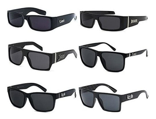 6 Pack Hardcore Locs Gafas De Sol  Negro Diseñador V985o
