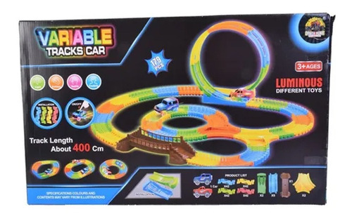 Pista Flexible Con 1 Auto Luminoso 179 Piezas