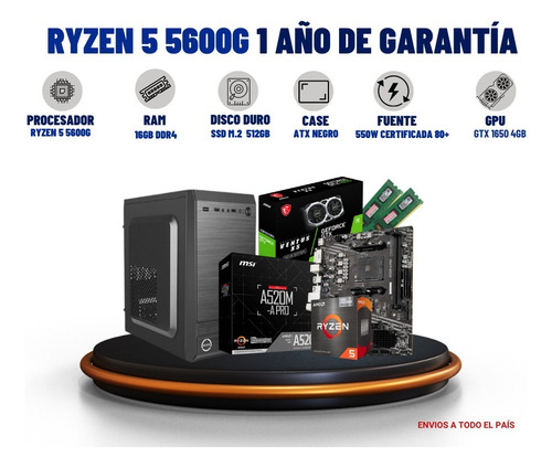 Ryzen 5 5600g 16gb Ssd M.2 512gb Gpu Gtx 1650 4gb