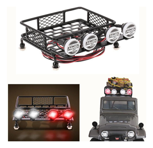 Rc 1/10 Portaequipajes De Techo De Metal Con Luces Led