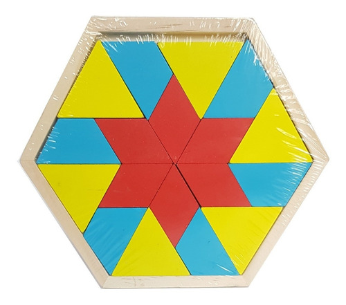 Juguete Didáctico Educativo Madera Tangram Hexagono Tricolor