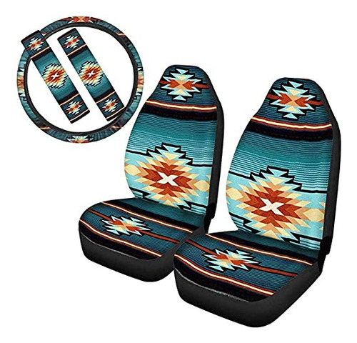 Dreaweet Tribal Azteca Geometría Turquesa Car Seat Cover Set