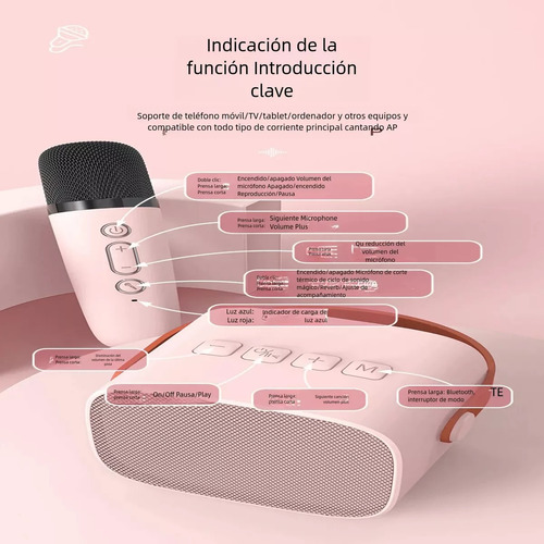 Parlante Portátil Karaoke Con Micrófono Bluetooth Usb Color Celeste