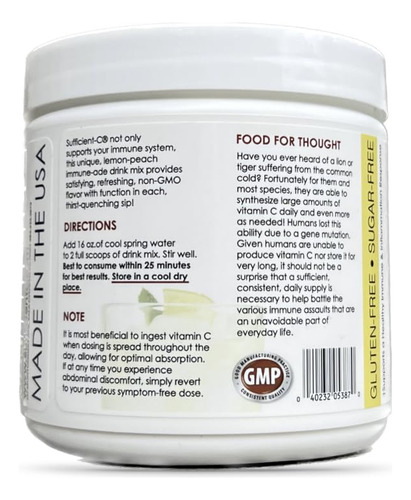 Sufficient-c Vitamina C 4000mg Bebida Limón Durazno 250g
