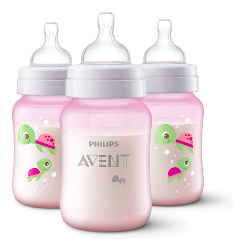 Set Teteros Avent Clásico Rosados Bebeb Niña X 3 Und 9oz