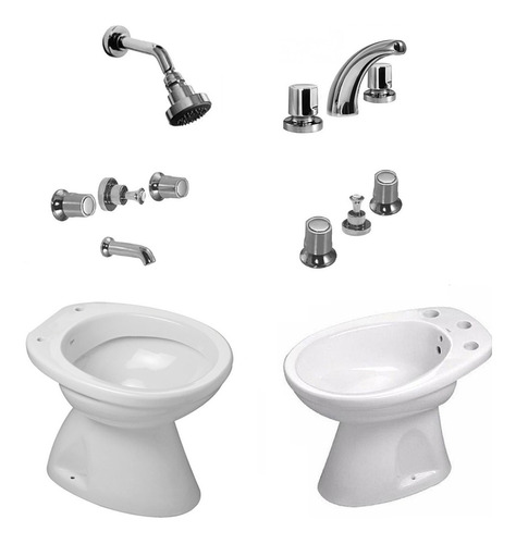 Griferia Hidromet Hold + Italiana Inodoro Corto Bidet Cs7359