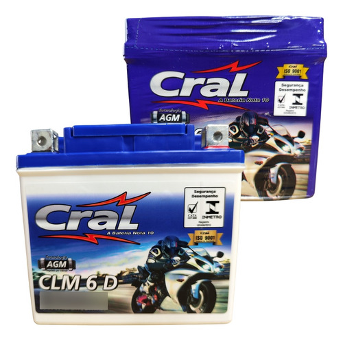 Bateria 6ah Cral P/ Moto Pop 100 Biz 125 Cg 128cg 150