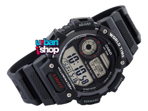 Reloj Casio Caballero Ae 1400wh 1a Negro Cronometro Alarma