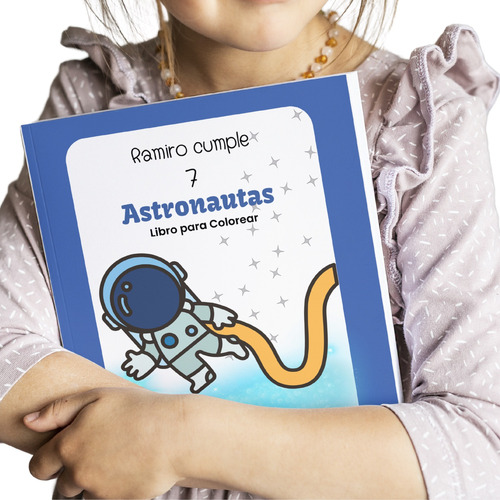 Libro Colorear Personalizado Imprimible Astronautas Cumple