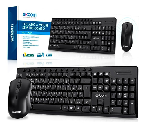 Kit Teclado E Mouse Sem Fio Barato Multimídia Exbom Promocão