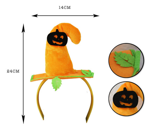 6 Pz Diadema Con Sombrero Calabaza Halloween Fiesta Disfraz