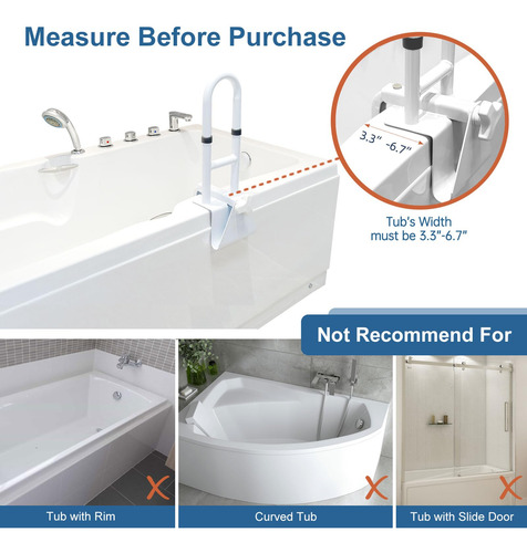 Barras De Apoyo Para Bañeras Y Duchas Ajustable Agarre