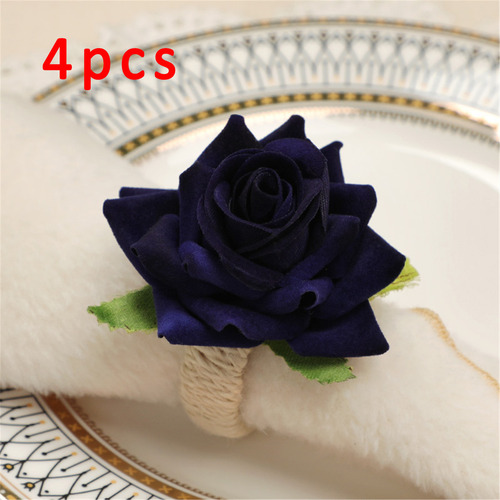 4 Peças De Anéis De Guardanapo De Flores Rosas, Porta-guarda