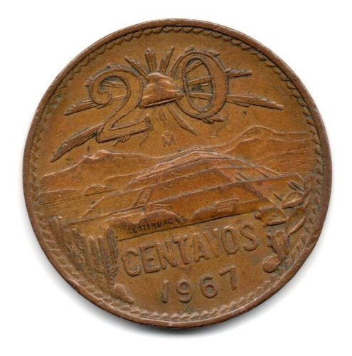 Mexico Moneda 20 Centavos Año 1967 Km#440