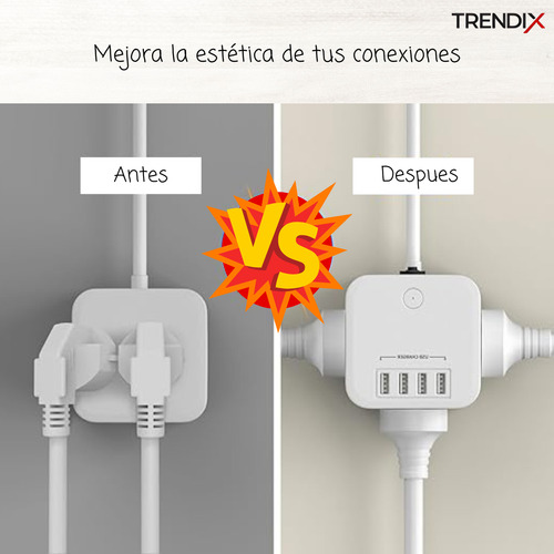 Enchufe Universal Adaptador Cubo 3 Tomas + 3 Usb